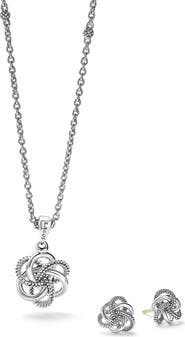 LAGOS Love Knot Stud Earrings & Pendant Necklace Set