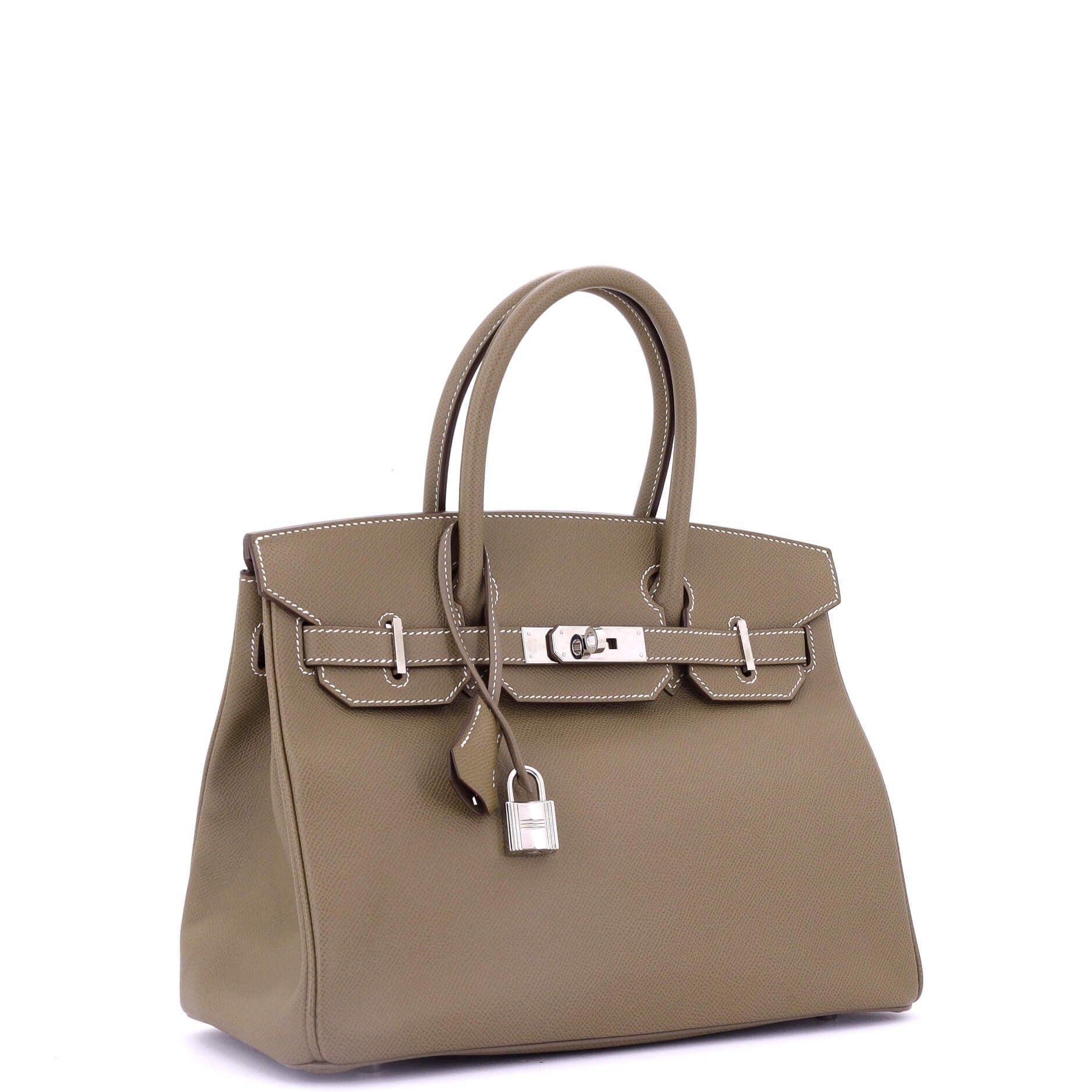 Pre-Owned Hermes Birkin Handbag Grey Epsom with Palladium Hardware 30, Alternate, color, 