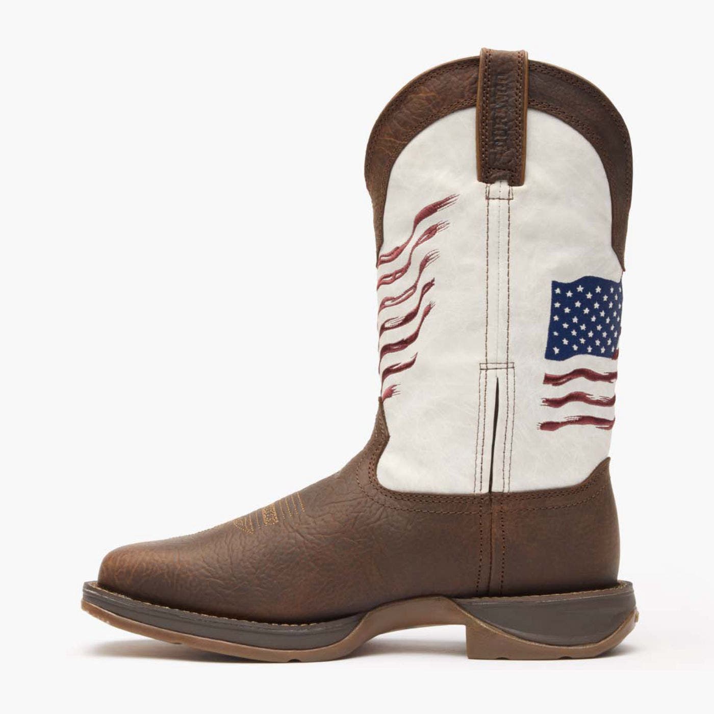 DURANGO Distressed Flag Embroidery Western Boot, Alternate, color, Bay Brown And White