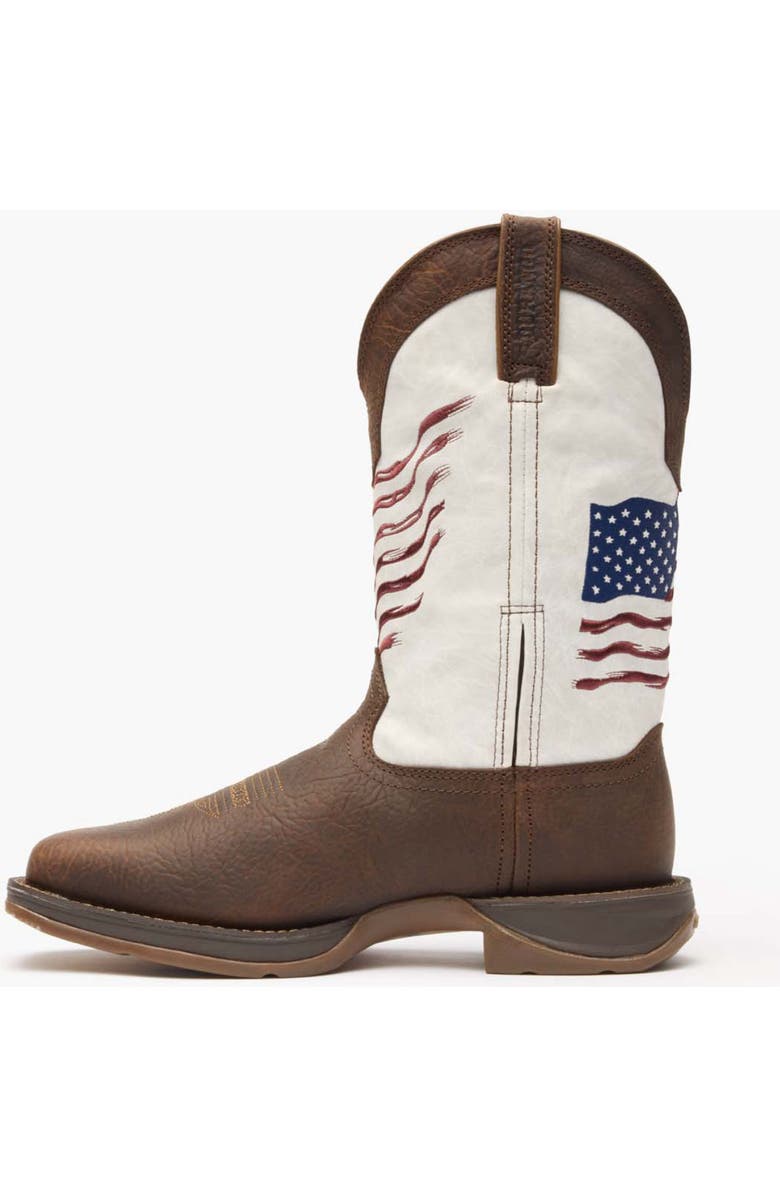 DURANGO Distressed Flag Embroidery Western Boot, Alternate, color, Bay Brown And White