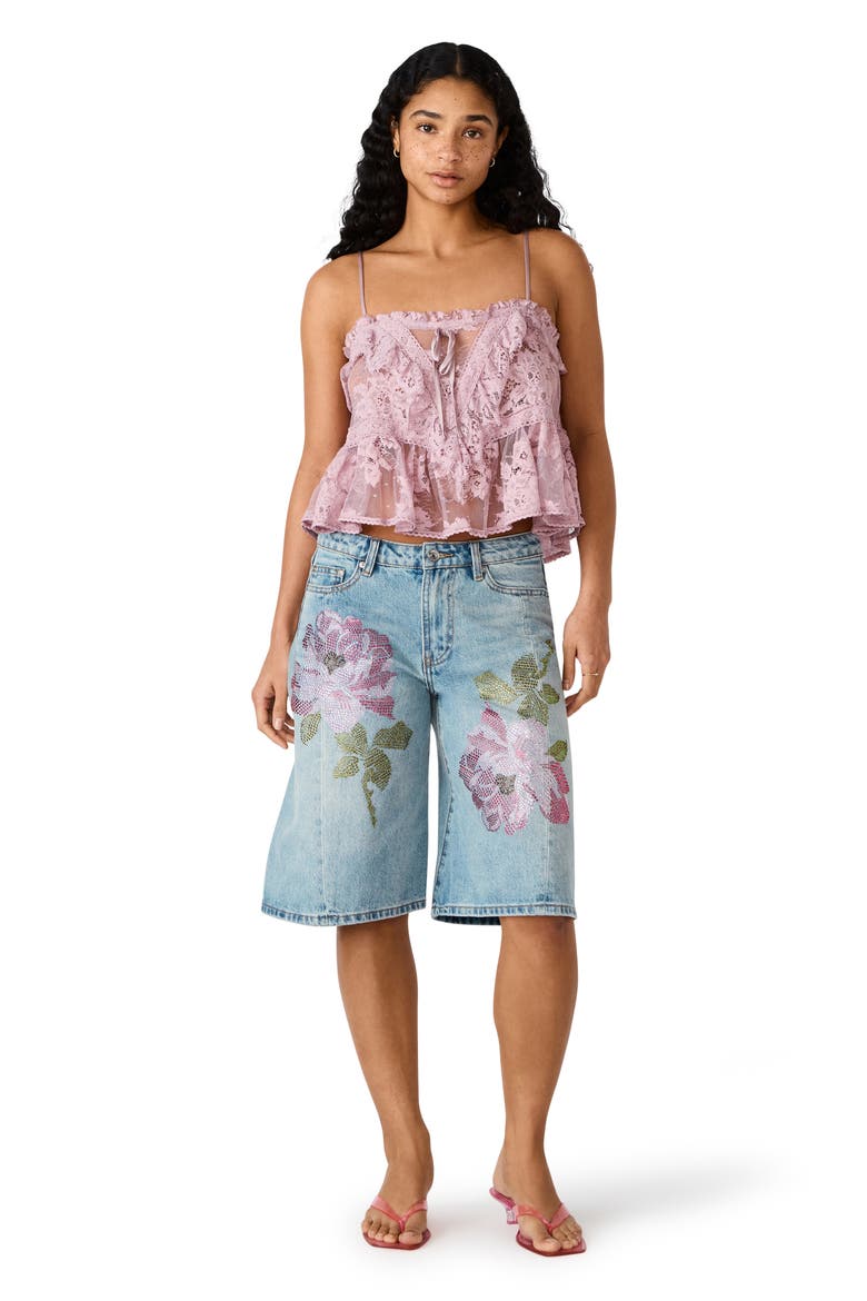 Kesha Floral Embellished Shorts, Alternate, color, SEABREEZE BLUE