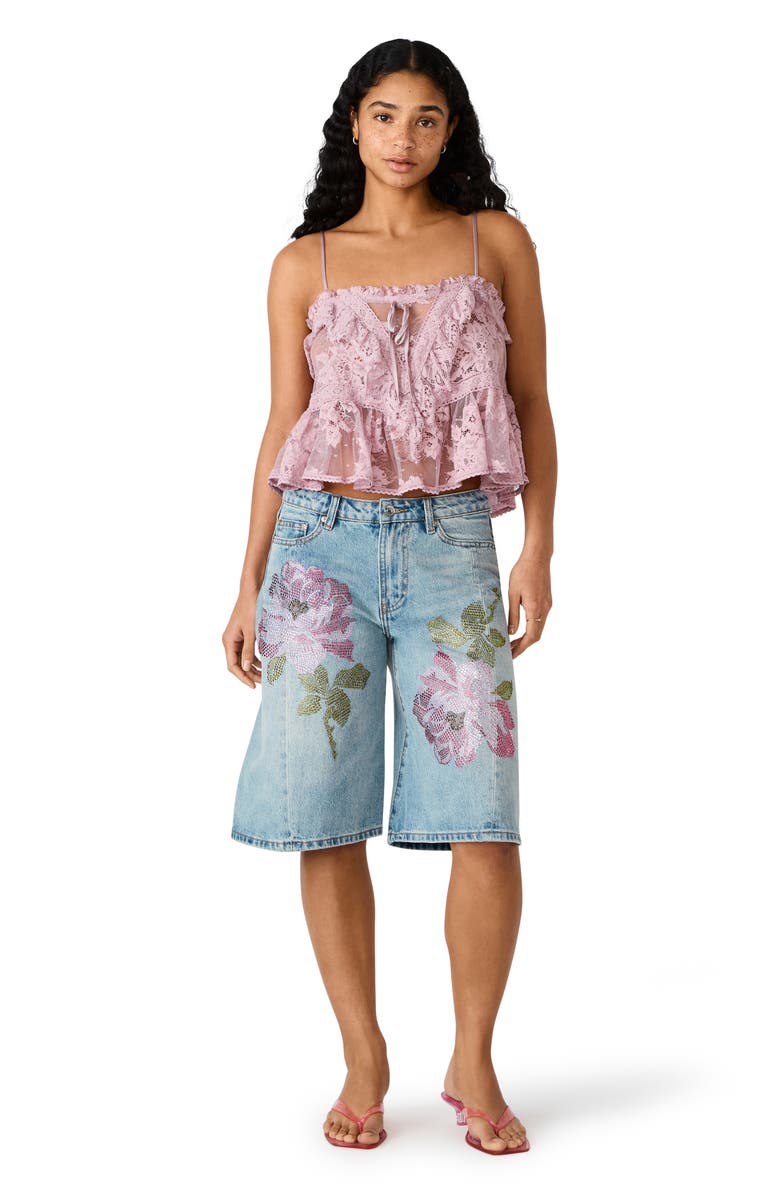 Steve Madden Kesha Floral Embellished Shorts, Alternate, color, Seabreeze Blue