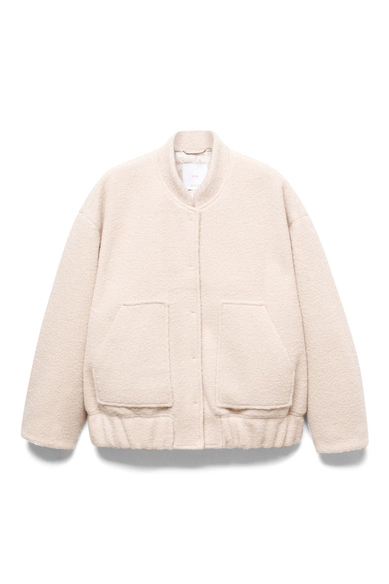 Oversized Textured Bomber Jacket, Main, color, ECRU