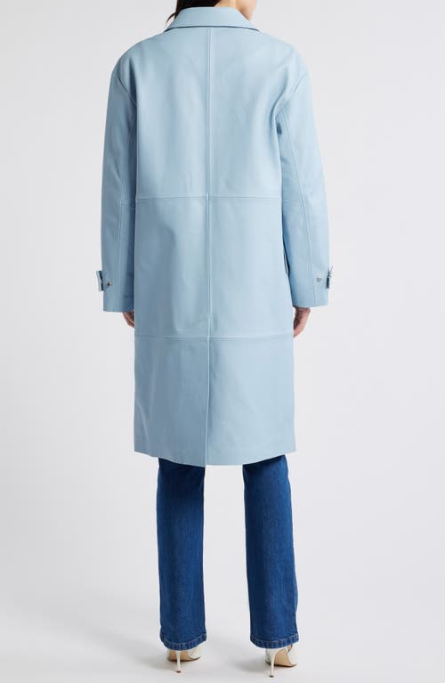 Hugo Boss Boss Sondeli Leather Trench Coat In Chambray Blue
