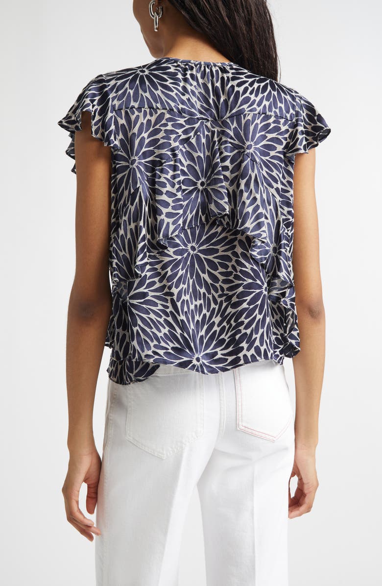 Ramy Brook Julianne Ruffle Top, Alternate, color, Navy Burnout
