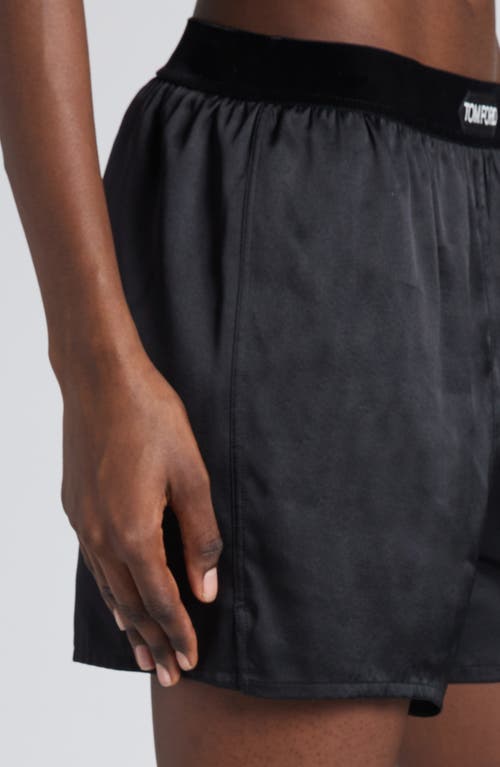 Tom Ford Hendrix Floral Stretch Silk Satin Pajama Shorts In Off White Black