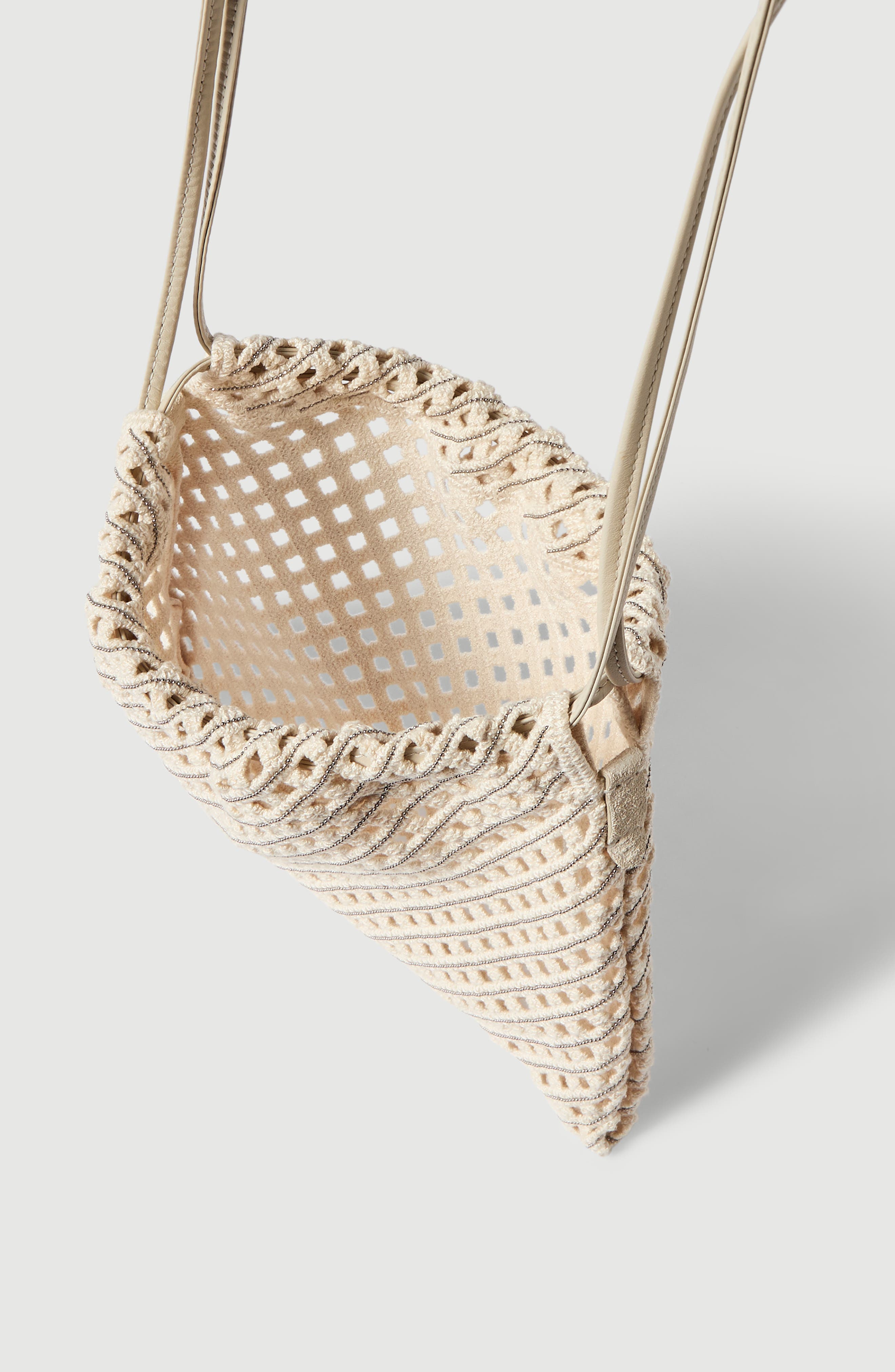 Brunello Cucinelli Net BC Duo pouch bag, Alternate, color, Ivory
