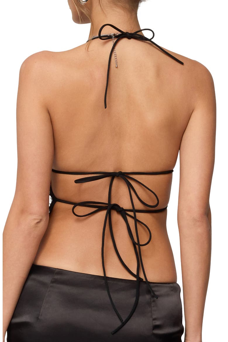 Nelley Sequin Beaded Open Back Halter Top, Alternate, color, BLACK