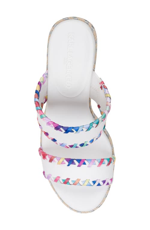 Karl Lagerfeld Paris Charcel Double Strap Espadrille Wedge Sandal In Bright White