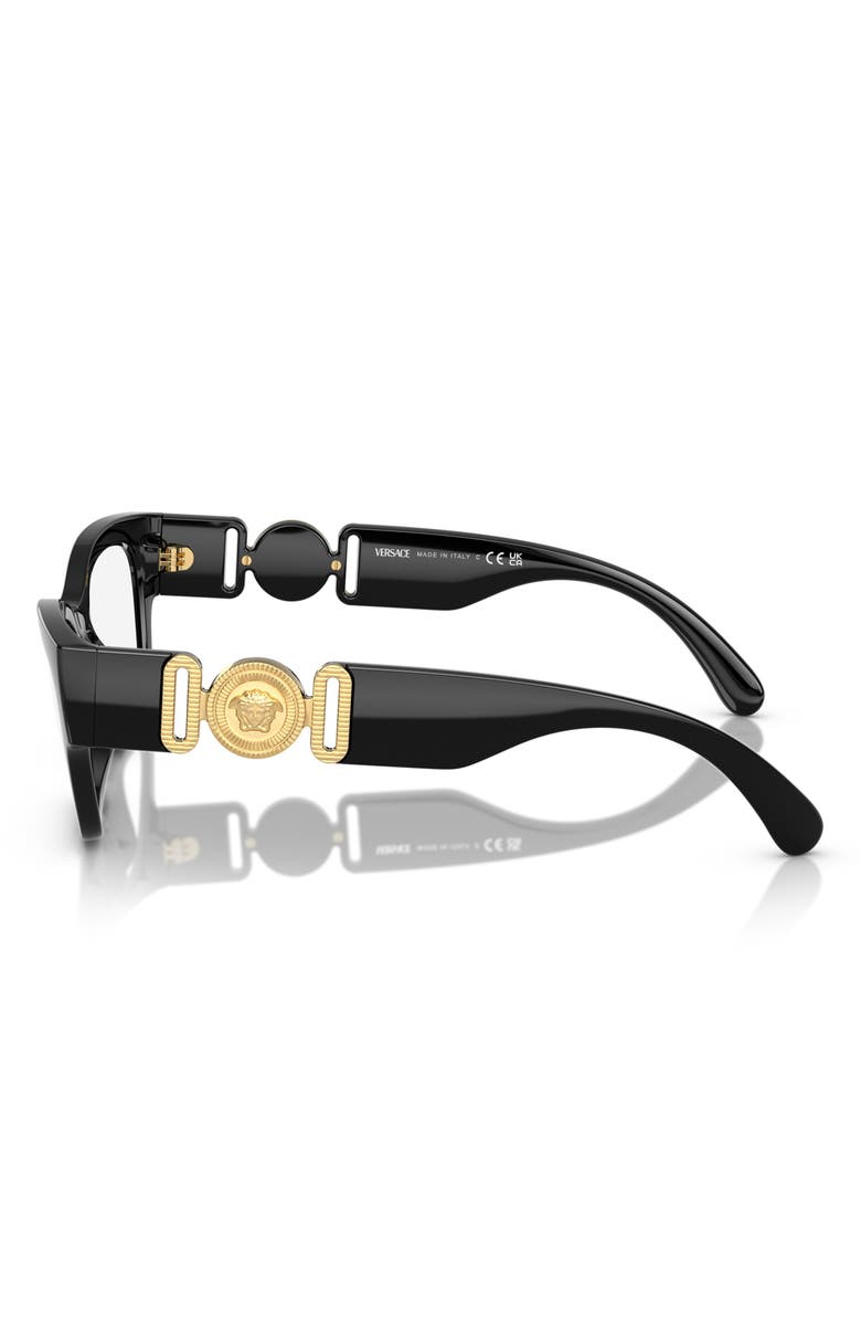 Versace 54mm Cat Eye Optical Glasses, Alternate, color, Black