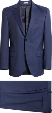 Peter Millar Flynn Classic Fit Blue Microcheck Wool Suit