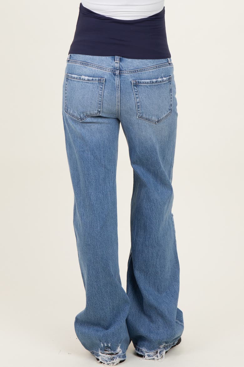 High Rise Distressed Wide Leg Maternity Jeans, Alternate, color, Blue