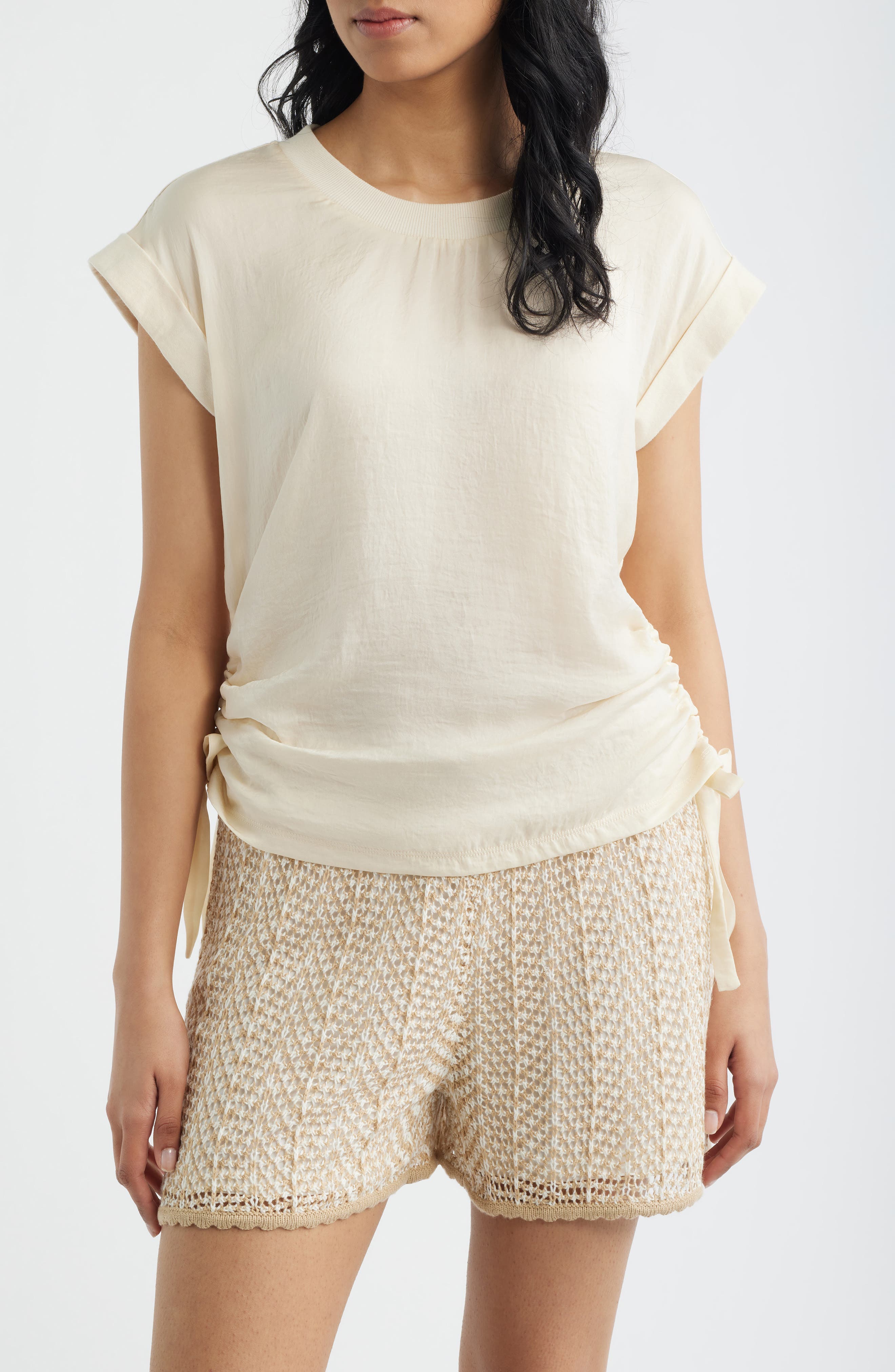 Mixed Media Drawstring T-Shirt - image 3