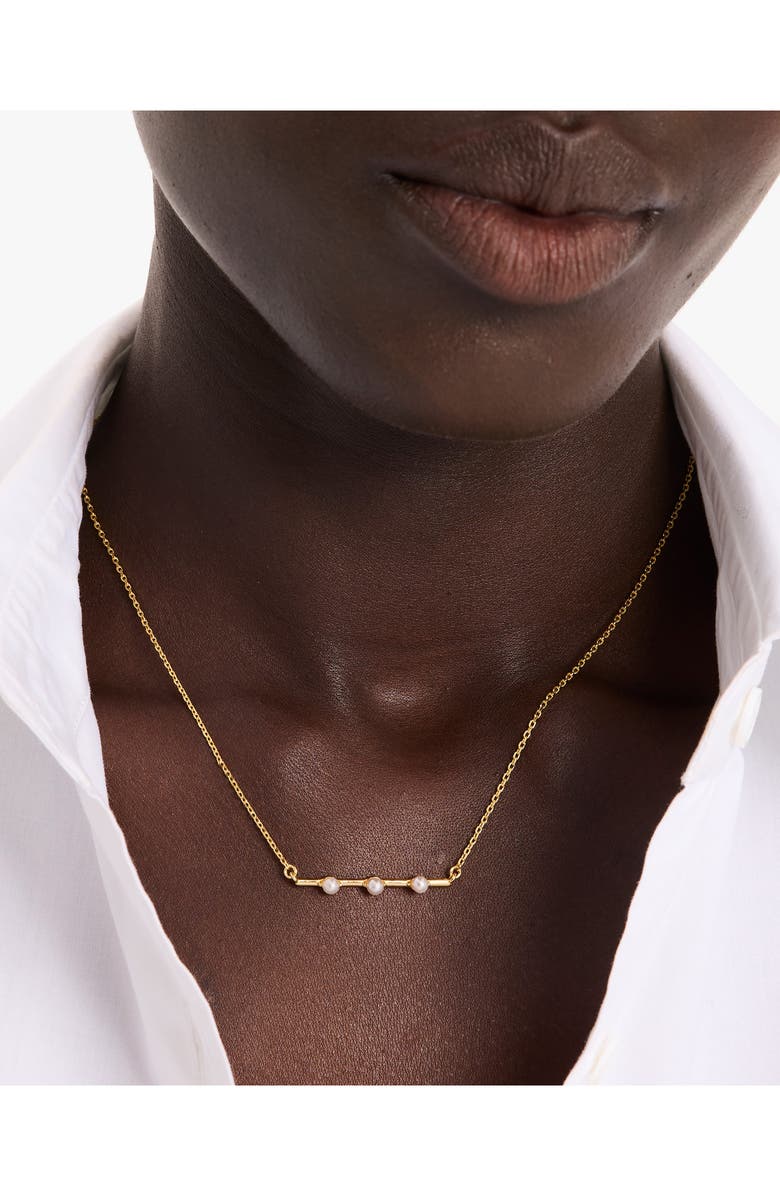 Kate Spade New York imitation pearl bar pendant necklace, Alternate, color, 