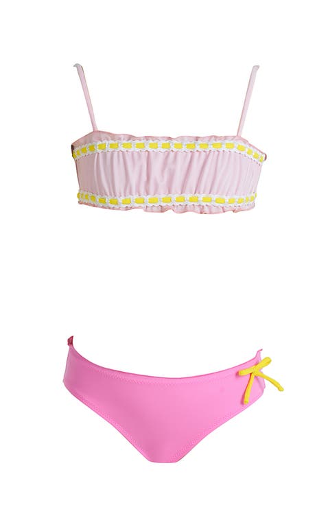 Boutique Ruffled Bandeau Ribbon Trim Two Piece Bikini