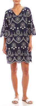 Karen Kane Embroidered Flare Sleeve Minidress