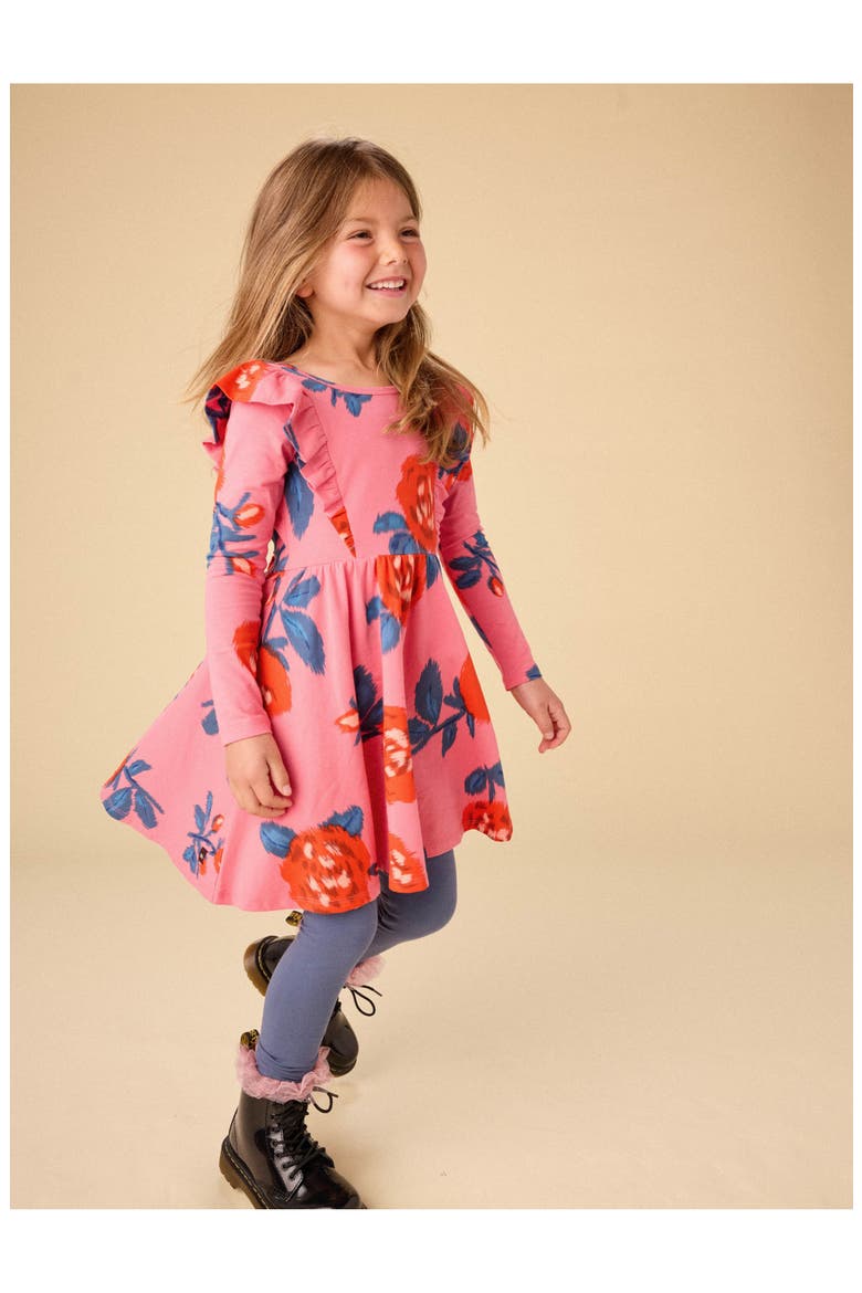 Ruffle Shoulder Ballet Dress, Alternate, color, Turkish Rose