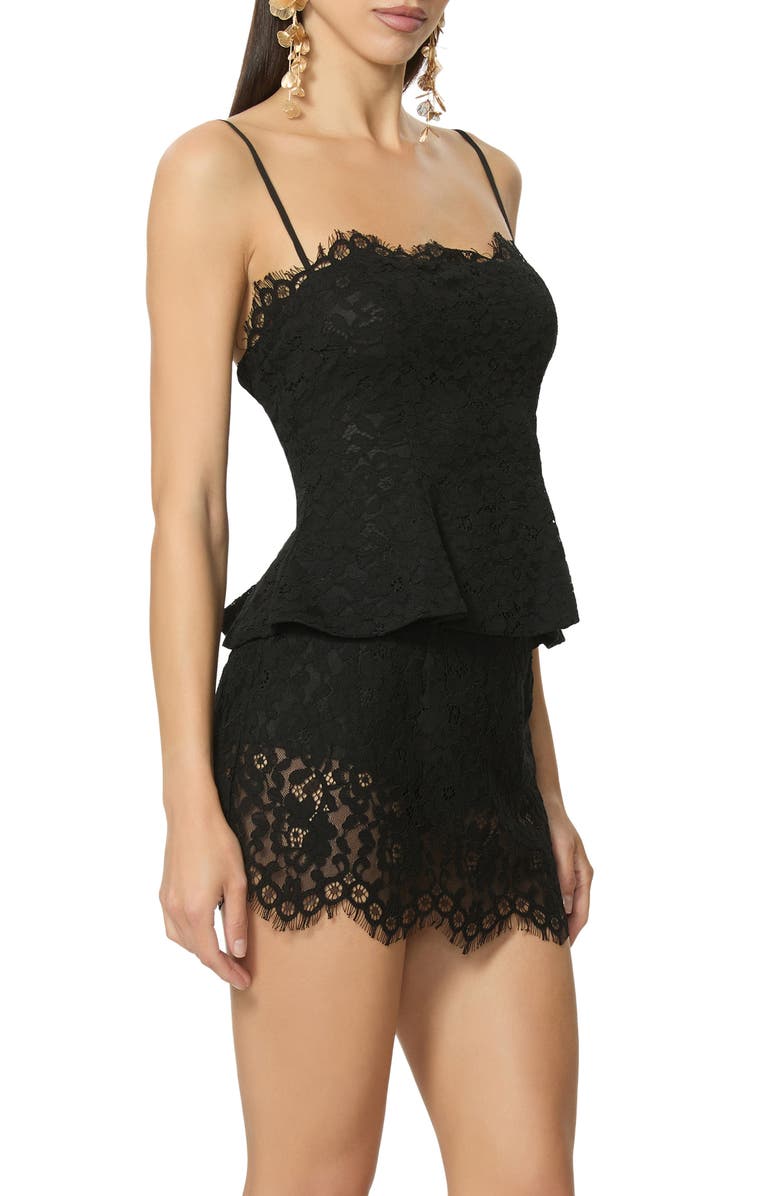AFRM Ari Peplum Lace Camisole, Alternate, color, Noir