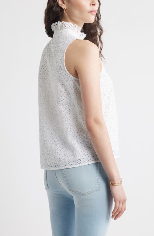 Caslonr Caslon(r) Ruffle Eyelet Sleeveless Button-up Shirt