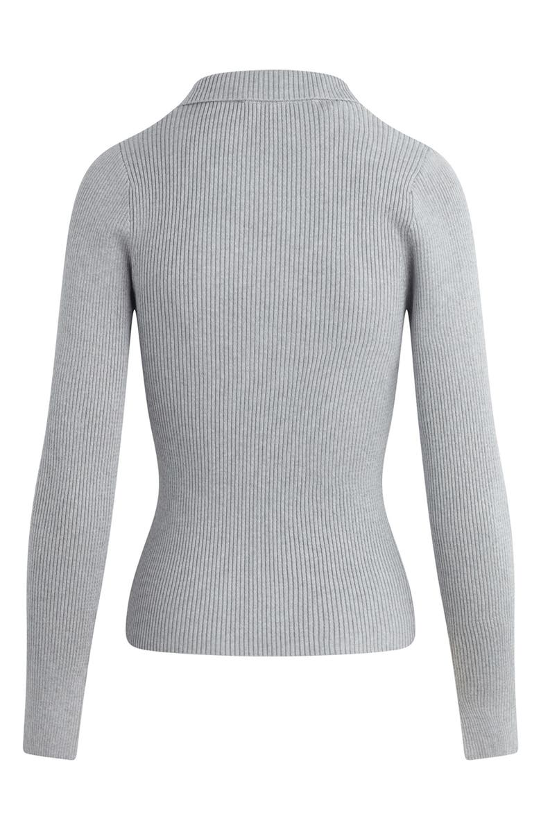 Hudson Jeans Johnny Collar Long Sleeve Rib Knit Top, Alternate, color, Foxy Silver