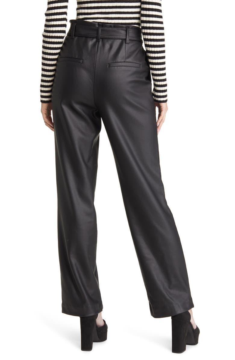 VERO MODA Women's Tie Belt Faux Leather Pants, Alternate, color,