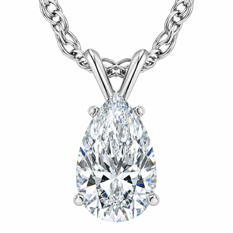 1ct Pear Solitaire Diamond Pendant Necklace 14k Gold Lab Grown