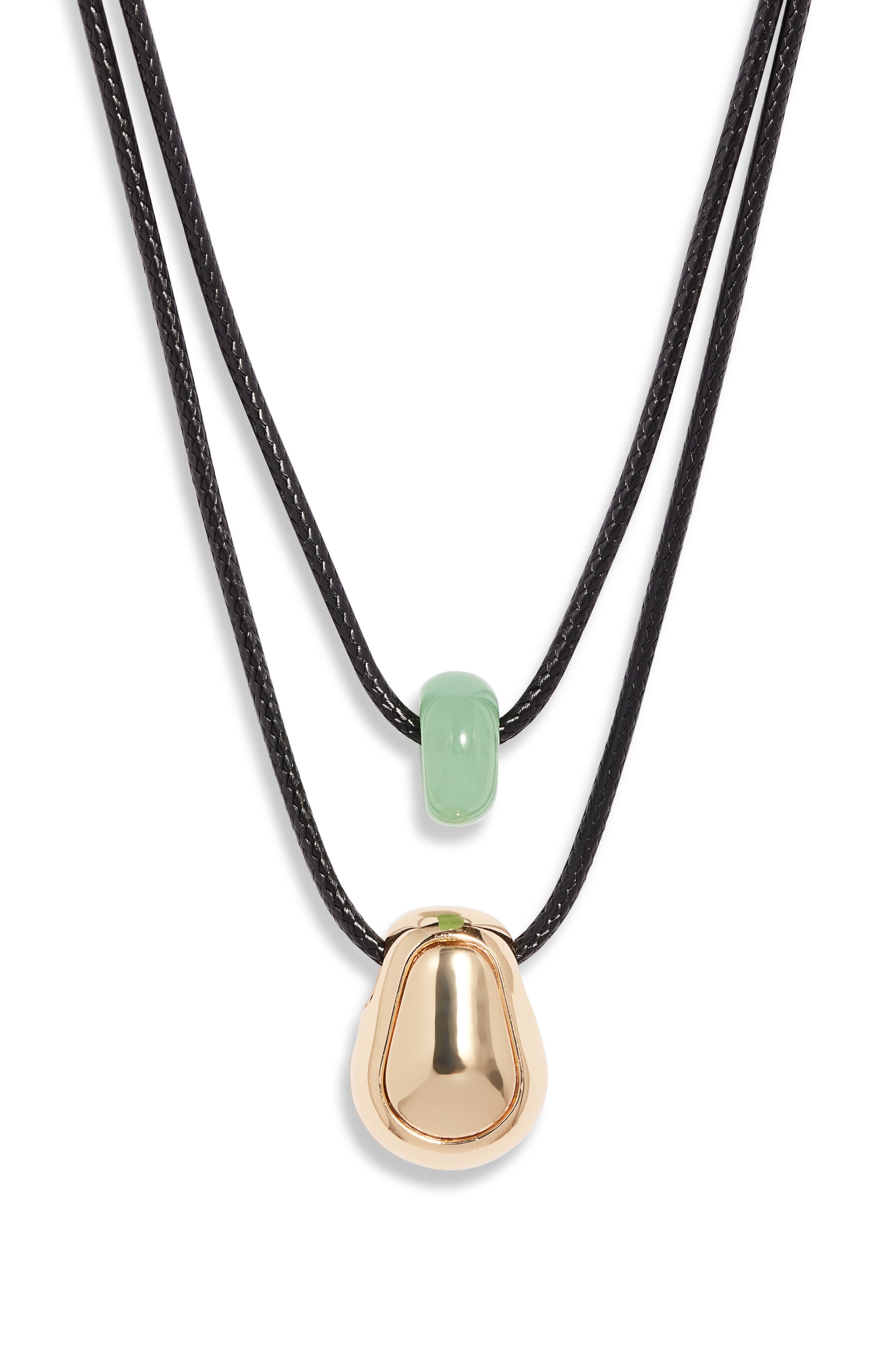 Open Edit Layered Pendant Necklace In Black