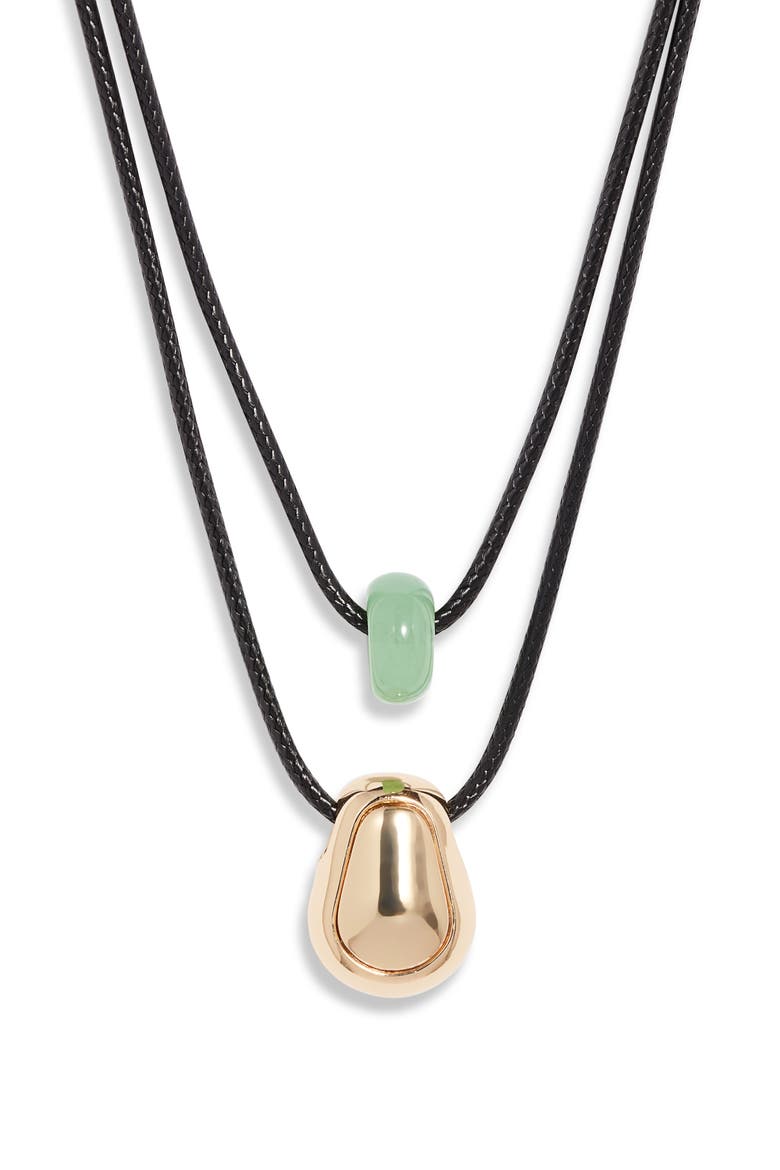Layered Pendant Necklace, Main, color, GREEN- BLACK- GOLD