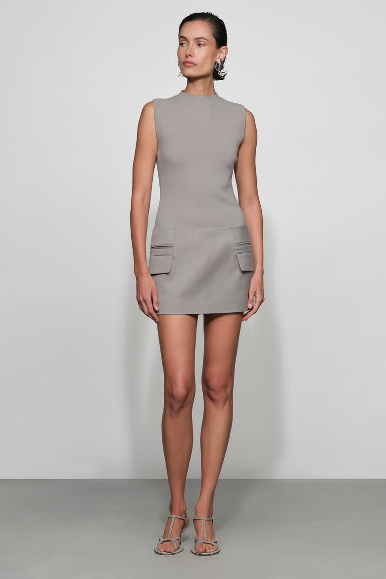 Vander Knit Combo Mini Dress, Alternate, color, Dove