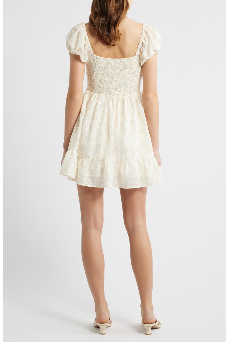Embroidered Sweetheart Neck Minidress, Alternate, color, IVORY YELLOW