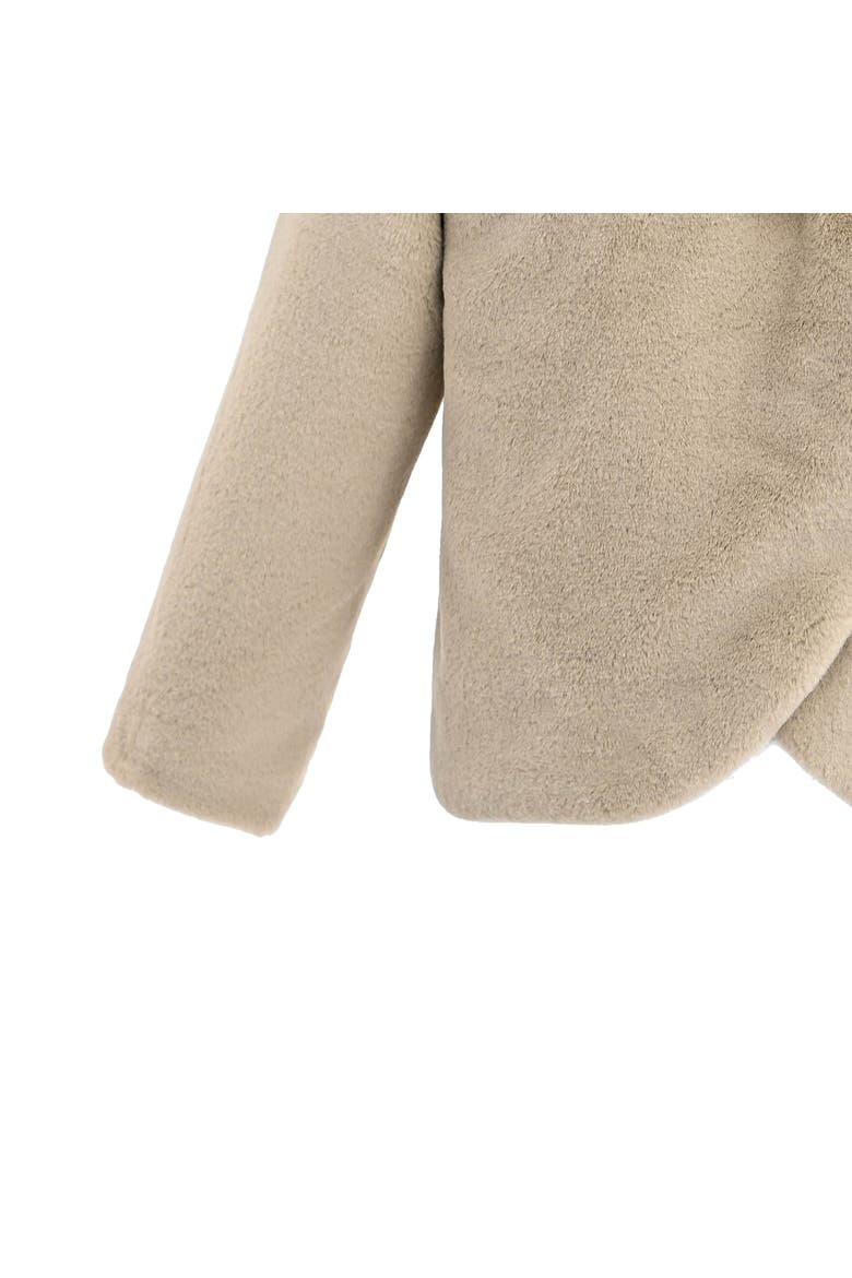 Bow Collar Plush Coat, Alternate, color, Beige