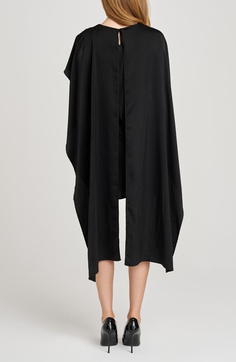 WAYF x Sara Walker Elle Capelet Satin Minidress, Alternate, color, Black