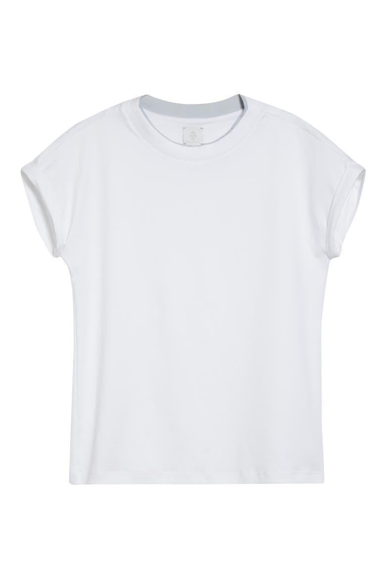 Layered Crewneck Cotton T-Shirt, Alternate, color, WHITE/SKY BLUE