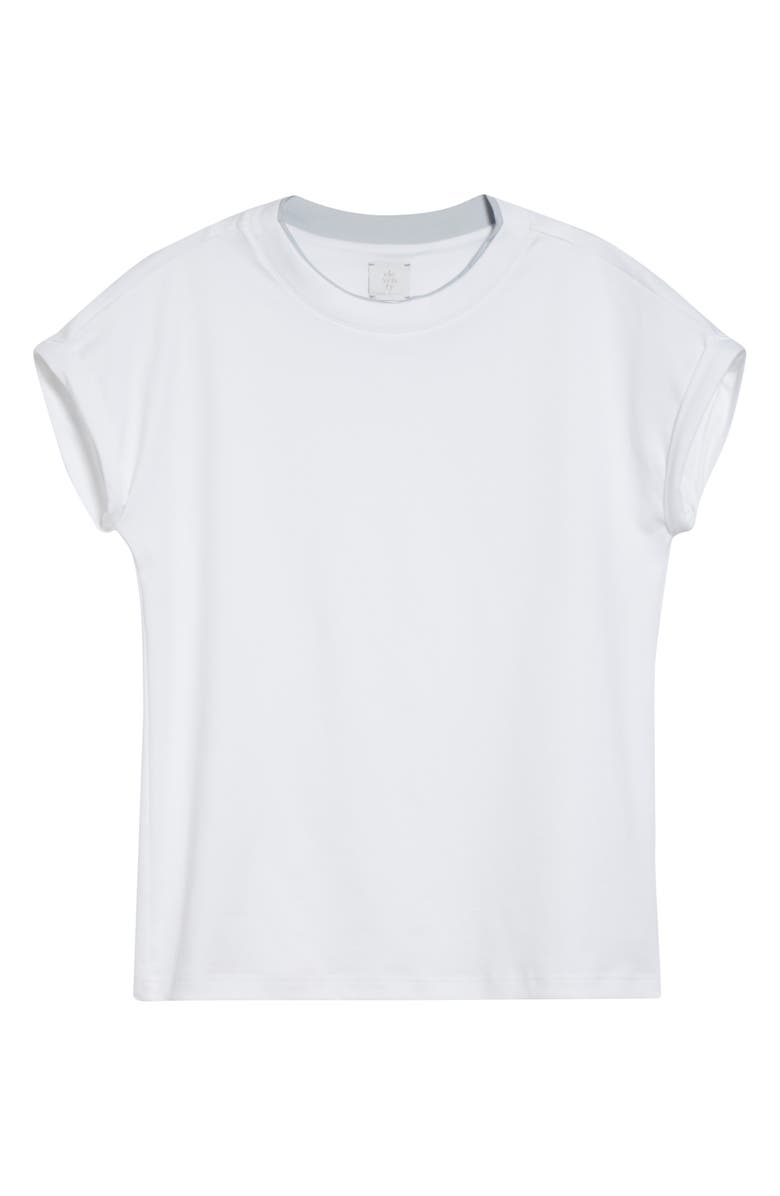 Eleventy Layered Crewneck Cotton T-Shirt, Alternate, color, White/Sky Blue