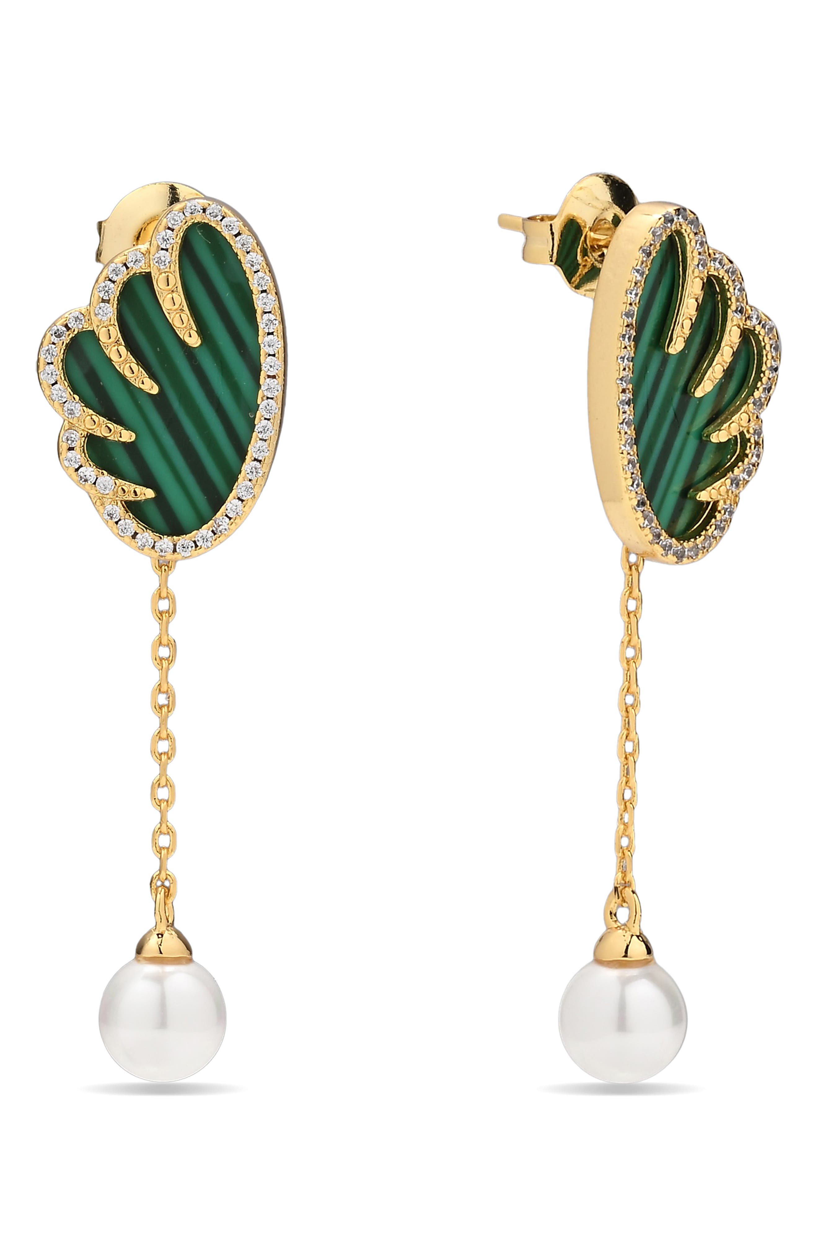 Fluxen 18k Gold Plate Leaf Drop Earrings