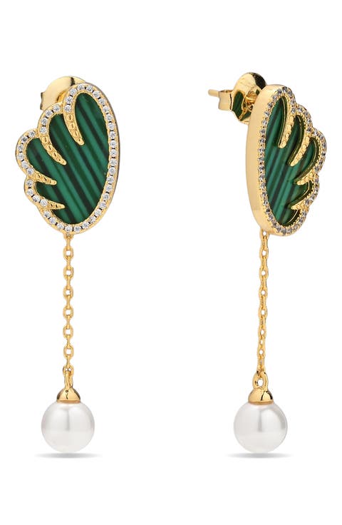 Fluxen 18k Gold Plate Leaf Drop Earrings