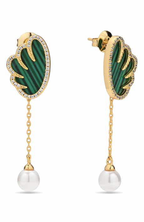 Fluxen 18k Gold Plate Leaf Drop Earrings