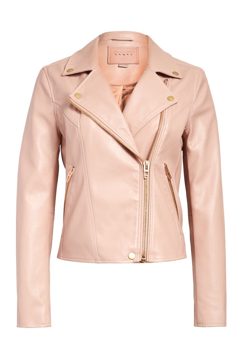 Life Changer Moto Jacket, Main, color, BLUSH W/ GOLD TRIM