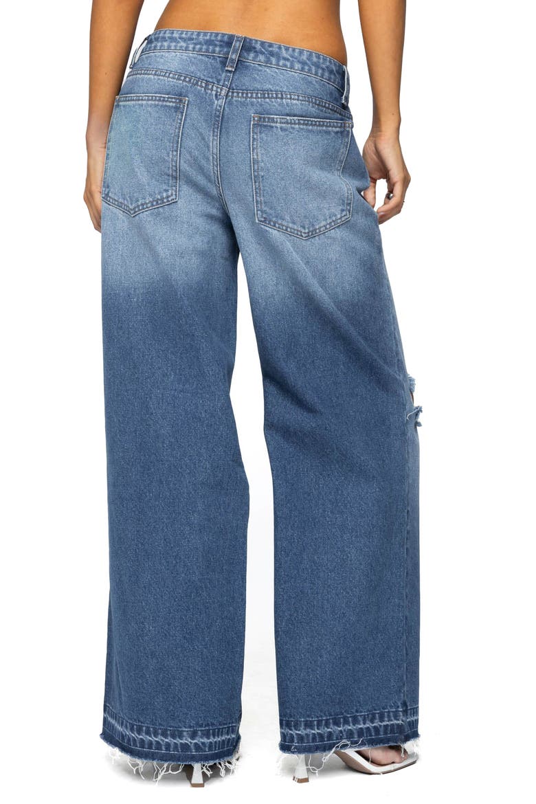 Xenia Ripped Low Rise Wide Leg Jeans, Alternate, color, BLUE