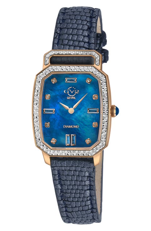 Pavia Diamond Leather Strap Watch, 25mm x 29mm