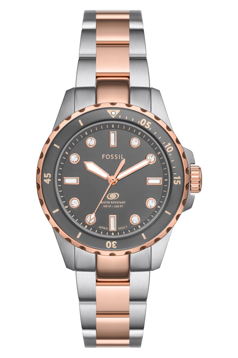 Blue Dive Bracelet Watch, 36mm, Main, color, SILVER/ROSE GOLD