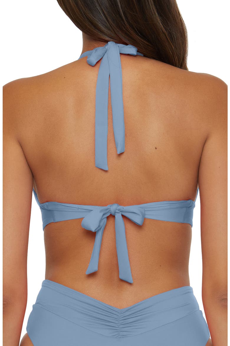 Shirred V-Wire Halter Bikini Top, Alternate, color, NEW MIST