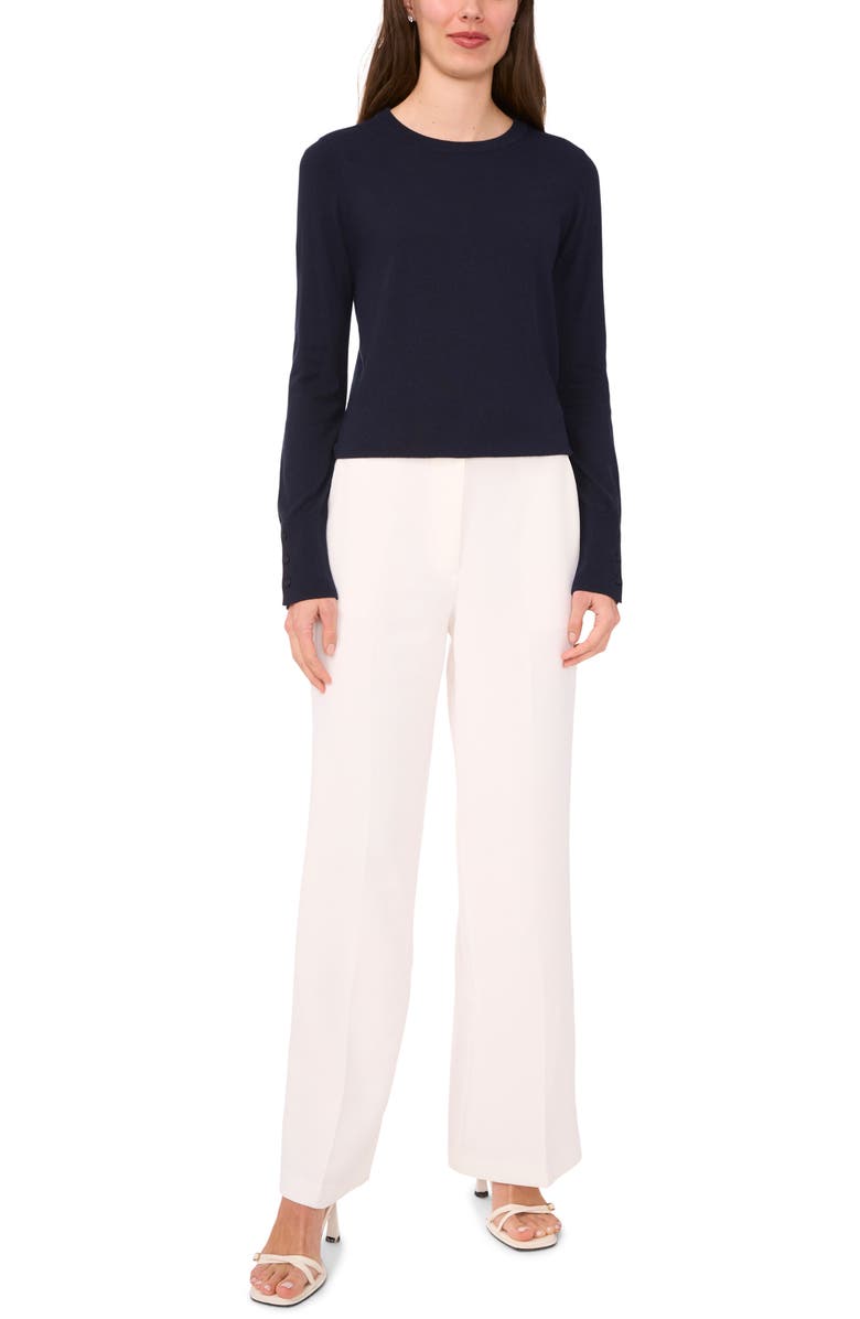 Halogen<sup>®</sup> Button Cuff Crewneck Sweater, Alternate, color, Navy Depths
