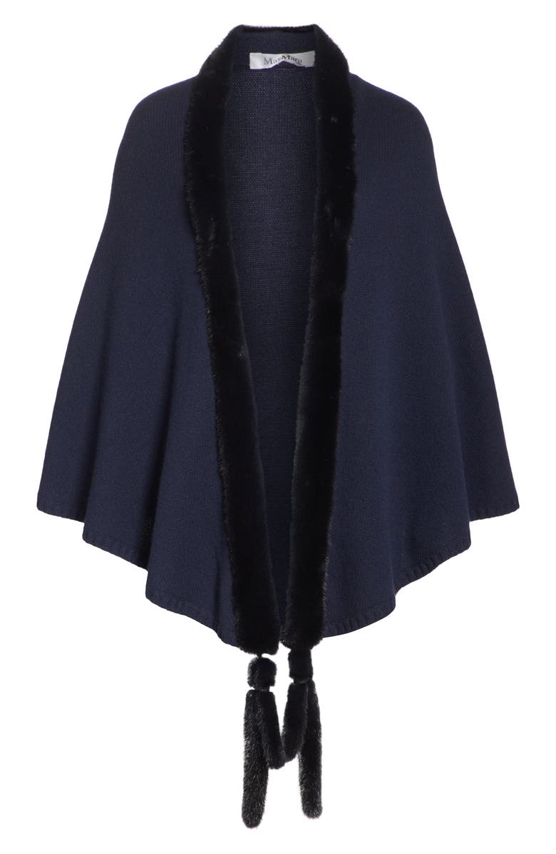 Max Mara Cashmere & Genuine Mink Fur Wrap, Alternate, color, 