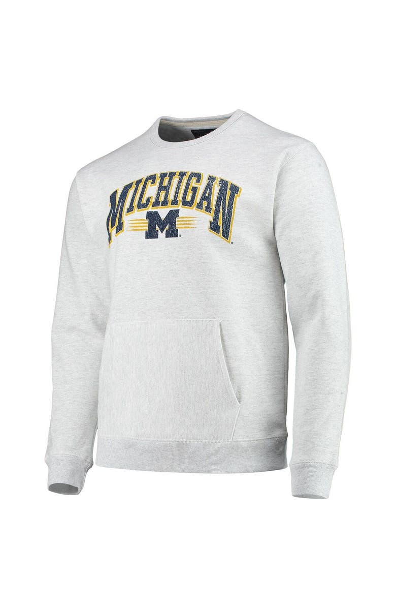LEAGUE COLLEGIATE WEAR Men's League Collegiate Wear Heathered Gray Michigan Wolverines Upperclassman Pocket Pullover Sweatshirt, Alternate, color, Heather Gray
