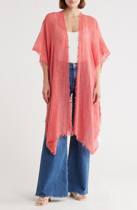 Textured Weave Open Front Duster