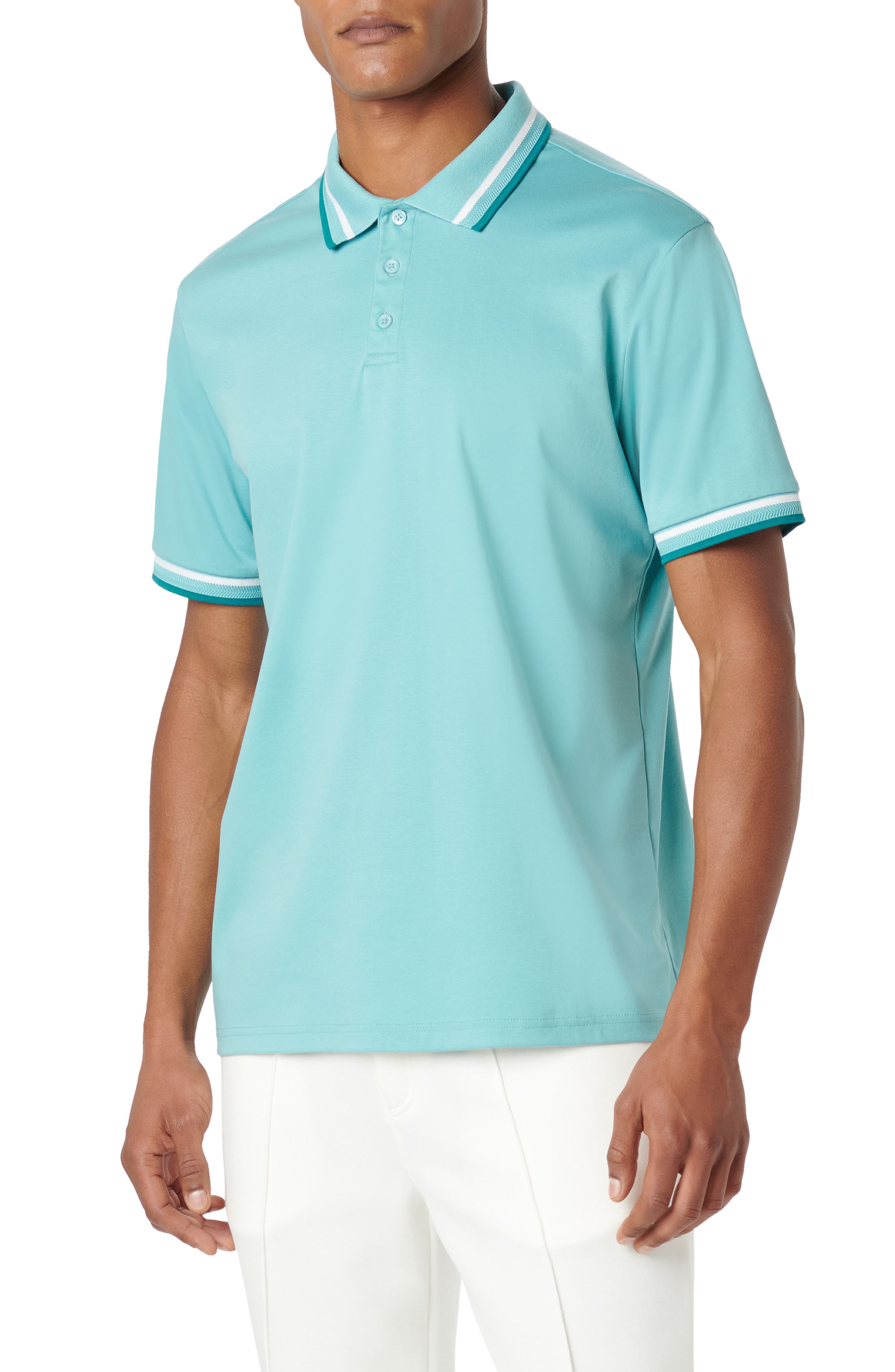 Bugatchi Tipped Short Sleeve Cotton Polo