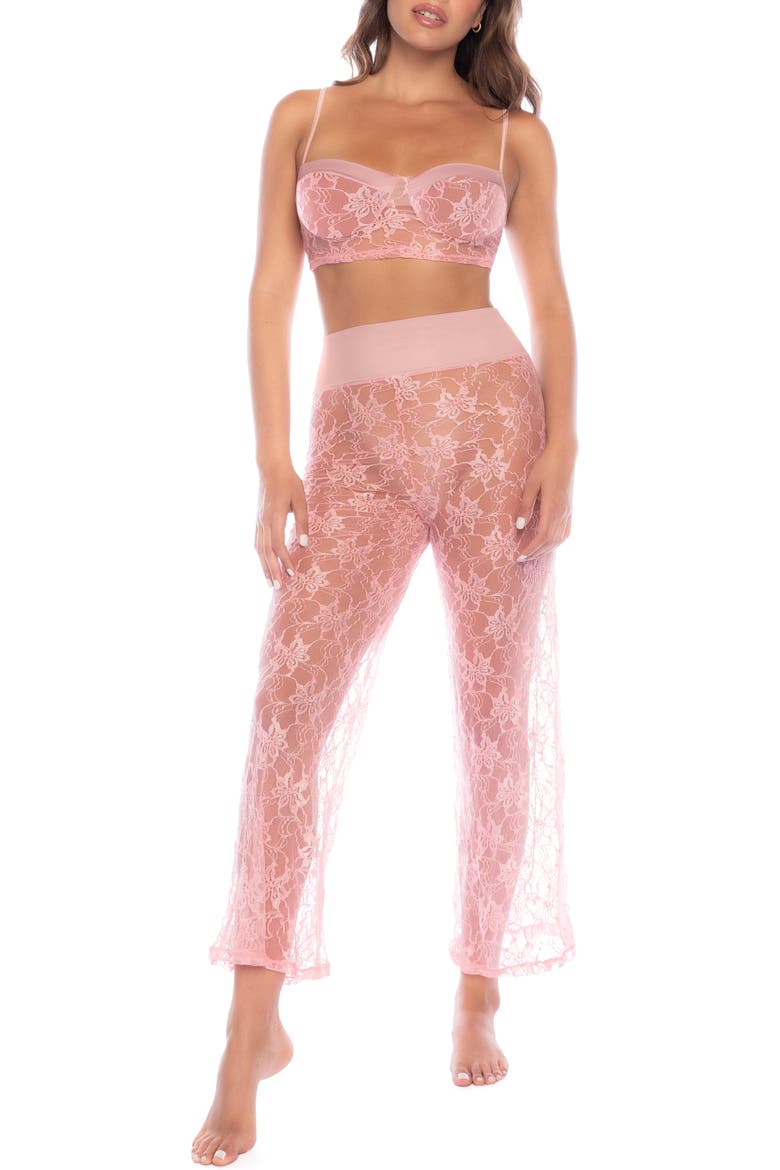 Sheer Lace Lounge Set, Main, color, ROSE