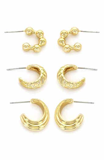 Panacea Textured 3-Pack Assorted Hoop Earrings