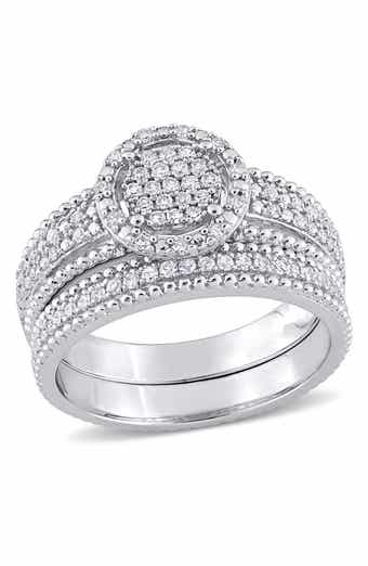 DELMAR Sterling Silver Diamond Cluster Ring - 0.33 ctw